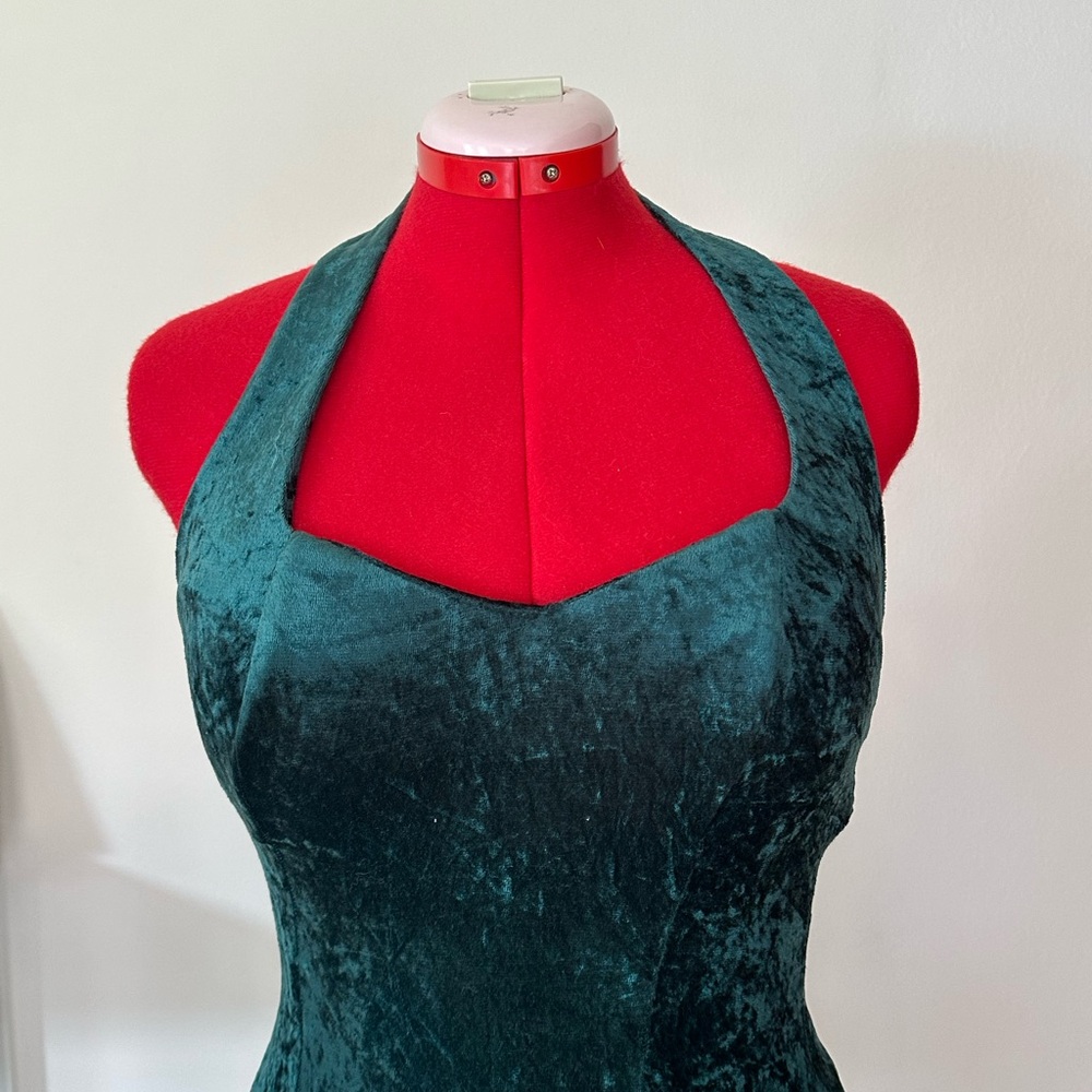All that Jazz Teal Velvet Halter Dress